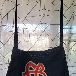 FUBU Y2K Blue Denim Tote with Red Embroidered Logo